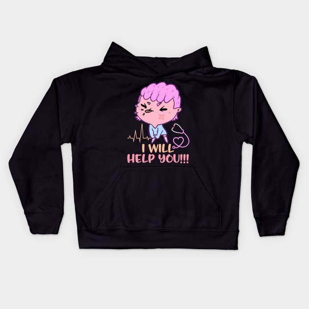 Yumi Kawaii Nurse Pastel Goth and Kawaii pastel goth art Kids Hoodie by alcoshirts